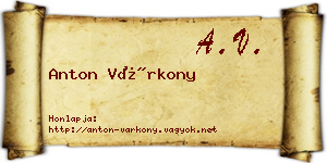 Anton Várkony névjegykártya